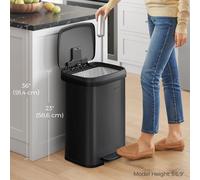 SONGMICS Extra Large Kitchen Pedal Bin Metal Waste with Lid Tall in Black SONGMICS Black