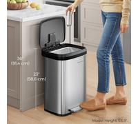 SONGMICS Extra Large Kitchen Pedal Bin Metal Waste with Lid Tall in Silver SONGMICS Silver