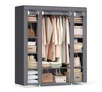 SONGMICS Fabric Wardrobe, 12 Compartments, Metal Frame, 150 x 45 x 175 cm | Portable Wardrobe for Bedroom, Storage Organiser, Clothes Rail, Non-Woven Fabric Cover, Dove Grey, RYLAN Collection LSF03G