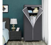 Songmics Fabric Wardrobe, Folding Wardrobe With Hanging Rail, Simple Dressing Room, Organiser, For Room, Grey