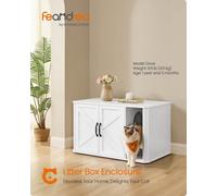 Songmics Feandrea Cat Litter Box Enclosure, Hidden Litter Box Furniture, With Front Entry, Double Doors, Handles, Cloud White