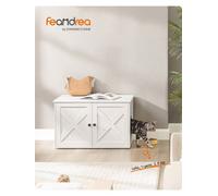 Songmics Feandrea Cat Litter Box Enclosure, Hidden Litter Box Furniture With Removable Divider, End Table, Indoor Cat House, Heather Greige
