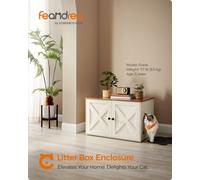 Songmics Feandrea Cat Litter Box Enclosure, Hidden Litter Box Furniture With Removable Divider, End Table, Honey Brown And Rustic White