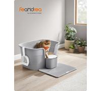 Songmics Feandrea Cat Litter Box, Extra Large Litter Box With Hide Sides, Includes Litter Catcher Board, Storage Box, Scoop