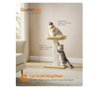Songmics Feandrea Cat Scratching Post, Cat Scratcher With 40 X 30 Cm Plush Perch,71 Cm Tall Scratch Post, 45 X 40 Cm Base, Pompom