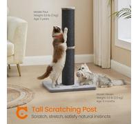 Songmics Feandrea Cat Scratching Post With Tall Sisal Pole And Spring Pompom Toy, Furniture Scratch Protector For Larger Cats, Ink Black