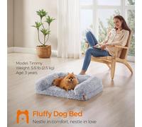 Songmics Feandrea Fluffyhug Dog Bed, Medium Dog Sofa Bed, Egg Crate Foam Pet Bed With Removable Washable Cover, Grey Ombré