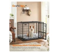 Songmics Feandrea Heavy-Duty Dog Crate, Dog Cage, For Large And Medium Dogs, Double Removable Door, Easy Cleaning, Pet Cage, Xl, Black