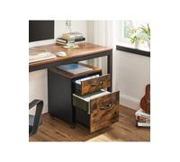 Songmics File Cabinet With 2 Drawers,rolling Office Filing Cabinet With Wheels,for A4,letter Sized Documents,rustic Brown And Black