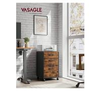 Songmics File Cabinet With 3 Drawers, Rolling Office Filing Cabinet With Wheels,letter Sized Documents, Hanging File Folders, Industrial