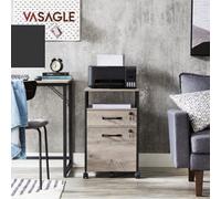 Songmics Filing Cabinet, Mobile File Cabinet With 2 Lockable Drawers, Office Cabinet On Wheels, Heather Greige And Ink Black