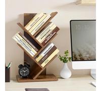 Songmics Five-Tier Tree Bookcase, Standing Corner Bookshelf, Space-Saving Storage, Bedroom Living Room Organizer, Rustic Brown