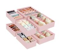 SONGMICS Flatbox, 32x32x10cm/32x16x10cm, Set of 8, Jelly Pink