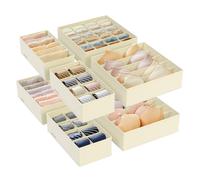 SONGMICS Flatbox, 32x32x10cm/32x16x10cm, Set of 8, Sand Beige