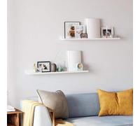Songmics Floating Shelves Set Of 2, Wall Shelves Ledge, For Frames And Books, Room, Hallway, Kitchen, Office, White