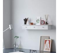 Songmics Floating Wall Shelf With 3 Drawers, Wall Storage Unit, For Hallway, Living Room, Bedroom, Kitchen, White