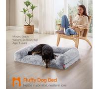 Feandrea FluffyHug Dog Bed, XL Dog Sofa Bed for Medium and Large Dogs, Egg Crate Foam Pet Bed with Removable Washable Cover, 106 x 76 x 19 cm, Grey Ombré PGW233G01V1