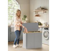 Songmics Foldable 3-Section Laundry Basket With 155 L Capacity, X-Frame And Customizable Labels,grey
