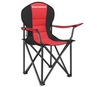 SONGMICS Foldable Camping Chair, with Comfortable Sponge Seat, Cup Holder, Heavy Duty Structure, Max Load Capacity 250 kg