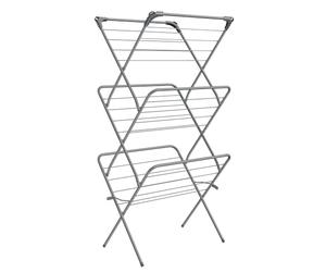 SONGMICS Foldable Clothes Airer, 20 m Drying Space, 70 x 62 x 154.5 cm | Clothes Drying Rack, Steel Frame, Indoor Outdoor Use, Grey, BUNJI Collection LLR720G01