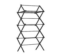 SONGMICS Foldable Clothes Airer, Clothes Drying Rack, Compact Clothes Horse Dryer, Laundry Rack, Steel Frame, 37 x 75 x 135.1 cm, Easy Assembly, Indoor Outdoor Use, Black LLR770B01