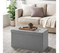 SONGMICS Foldable Elegant Storage Ottoman - Grey