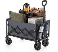 SONGMICS Foldable Garden Camping Trolley with 4 Wheels - Grey