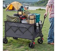 Songmics Foldable Outdoor Trolley, Spacious, Pull Wagon With Handle And Removable Wheels, Space-Saving, Slate Grey