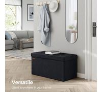 Songmics Foldable Storage Ottoman, Compact Footrest With Hidden Compartment, Heavy-Duty Stool, Ink Black
