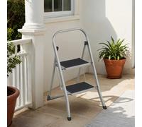 Songmics Folding 2-Step Stool, Safety Lock, Step Ladder For Home, Space-Saving, Supports 150 Kg, Grey