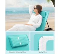 Songmics Folding Beach Sunloungers, Set Of 2, Deck Beach Chairs Mats, Reclining Backrest, Lightweight Portable, Lake Blue