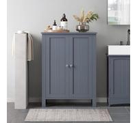 Songmics Freestanding Bathroom Cabinet Storage Cupboard Unit With 2 Doors And 2 Adjustable Shelves, Grey Bcb60Gy