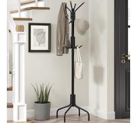 SONGMICS Freestanding Metal Coat Rack 12 Hooks 4 Legs Office Hallway in Black SONGMICS Black
