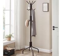 SONGMICS Freestanding Metal Coat Rack 12 Hooks 4 Legs Office Hallway in Dark Brown SONGMICS Dark Brown