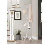 SONGMICS Freestanding Metal Coat Rack 12 Hooks 4 Legs Office Hallway in White SONGMICS White