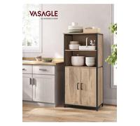 Songmics Freestanding Storage Cabinet, Cupboard, Bookcase, 2 Shelves And A Cabinet With An Adjustable Shelf, Steel Frame,