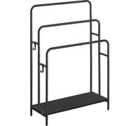 Songmics Freestanding Towel Rack, 3-Bar Towel Holder,70 X 30 X 100 Cm, Storage Shelf, For Bath Towels, Ink Black And Ebony Black