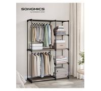 Songmics Freestanding Wardrobe, Foldable Closet, Coat Rack With Clothes Rails, Clothes Rack, Open Storage Wardrobe