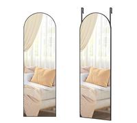 SONGMICS Full Length Hanging Mirror, 120 x 40 cm, Arched Full Body Mirror, Over the Door or Wall Mounted Mirror, Tempered Glass, for Bedroom, Living Room, Cloakroom, Ink Black LFM033B01