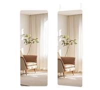 SONGMICS Full Length Hanging Mirror, 120 x 40 cm, Rectangular Full Body Mirror, Over the Door or Wall Mounted Mirror, Tempered Glass, for Bedroom, Living Room, Cloakroom, Matte White LFM032WC01