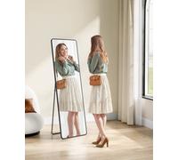 Songmics Full Length Mirror, 150 X 40 Cm, Rectangle Full Body Mirror With Stand, Aluminium Alloy Frame Floor Mirror,ink Black