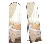 SONGMICS Full Length Mirror, 160 x 50 cm, Arched Floor Mirror with Stand, Aluminium Alloy Frame, Tempered Glass, for Bedroom, Living Room, Cloakroom, Ink Black