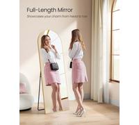 Songmics Full Length Mirror, 160 X 50 Cm, Arched Full Body Mirror With Stand, Aluminium Alloy Frame, Tempered Glass, For Bedroom
