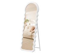 SONGMICS Full Length Mirror, 160 x 50 cm, Irregular Wavy Full Body Floor Mirror with Stand, Standing, MDF Frame, for Bedroom, Living Room, Hallway, Cloud White LFM027W01