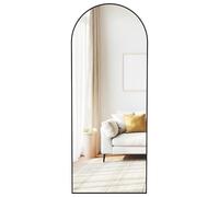 SONGMICS Full Length Mirror, 165 x 60 cm, Arched Full Body Mirror with Stand, Aluminium Alloy Frame Floor Mirror, Tempered Glass, for Bedroom, Living Room, Cloakroom, Ink Black LFM039BD01