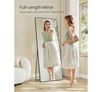 Songmics Full Length Mirror, 165 X 60 Cm, Rectangle Full Body Mirror With Stand, Aluminium Alloy Frame Floor Mirror