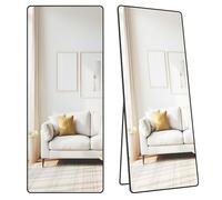 SONGMICS Full Length Mirror, 165 x 60 cm, Rectangle Full Body Mirror with Stand, Aluminium Alloy Frame Floor Mirror, Tempered Glass, for Bedroom, Living Room, Cloakroom, Ink Black LFM038BD01
