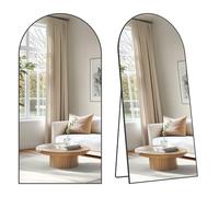 SONGMICS Full Length Mirror, 180 x 80 cm, Arched Full Body Mirror with Stand, Aluminium Alloy Frame Floor Mirror, Tempered Glass, for Bedroom, Living Room, Cloakroom, Matte Black LFM061BD01