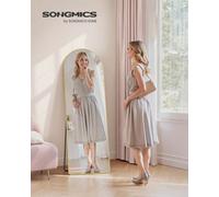 Songmics Full Length Mirror, Arched Full Body Floor Mirror With Stand, Aluminium Alloy Frame, Tempered Glass