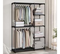 Songmics Functional Wardrobe Solution, Open-Design Clothes Storage With Dual Hanging Areas, Black